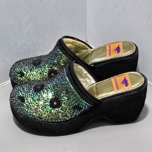 Vtg Y2K 90s Rocket Dog Clogs Embellished Chunky Fairy Whimsigoth Platform Mule 8